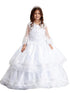 Tip Top Kids Big Girls White Detachable Skirt Train Communion Dress 7-18 - SophiasStyle.com